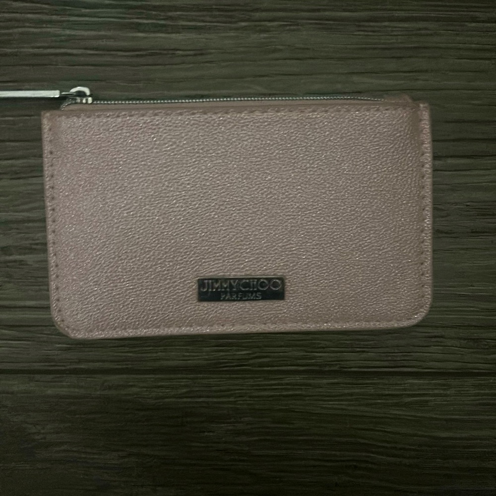 Jimmy Choo Pink Metallic Leather Coin Purse With Zipper Closure NEVER USED
